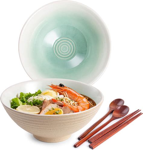 Amazon.com: Hana Emika 24oz Ceramic Ramen Bowls with Chopsticks Set of ...