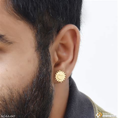 1 Gram Gold Plated Sun Antique Design Stud Earring for Men (1 Pc) - St ...