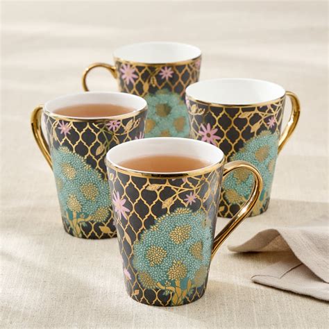 Buy Whirl Zing Set of 4 Bone China Printed Coffee Mugs - 320ml from ...