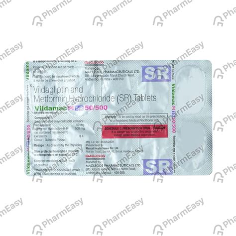 Vildamac M Sr 50/500mg Strip Of 10 Tablets: Uses, Side Effects, Price ...