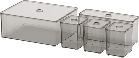 Ikea ABS Plastic Box (Grey and White) Set of 3 , 3 Sizes : Amazon.in ...