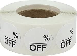 White Blank% Percent Off Stickers for Retail 0.75 Inch 500 Adhesive ...