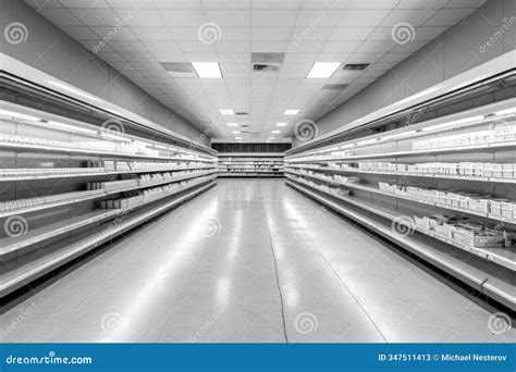 Empty Grocery Store Shelves Supermarket Stock Image - Image of product ...