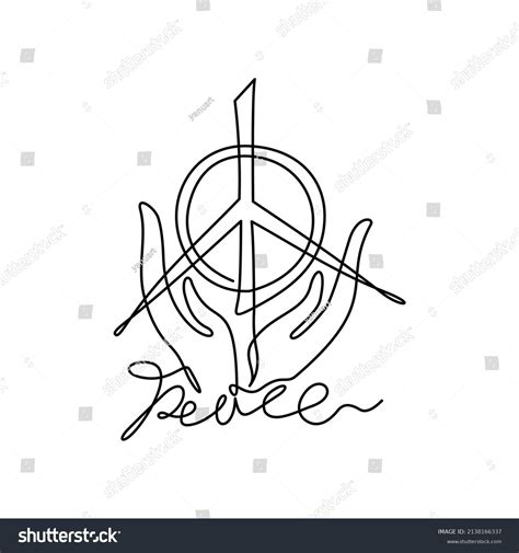 Continuous One Line Drawing Peace Symbol Stock Vector (Royalty Free ...