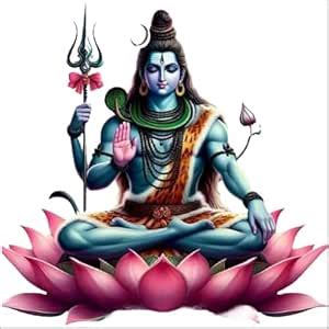 Kartikeya Collection Shiva with Pink Flower Multicolour Wall Sticker ...