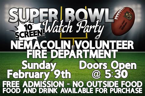 Super Bowl Watch Party on a 10 Foot Screen! , Nemacolin Volunteer Fire ...