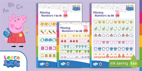 👉 Peppa Pig: Missing Number Activity Sheets