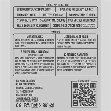 ASG Bluetooth Intercoms | Motorcycle Helmet Bluetooth – AH Helmets