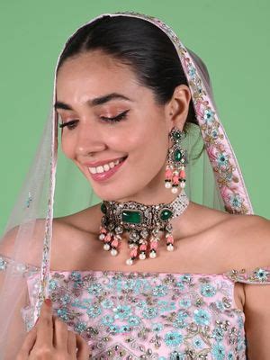Buy Odette Multi-Color Stone Studded Traditional Jewellery Set Online