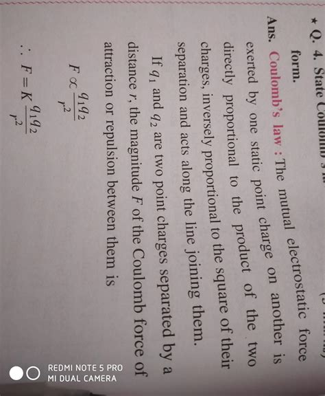 staste coulombs law in scalar form and vector form. - Brainly.in