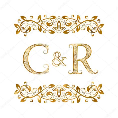 C & R vintage initialen logo symbool. De letters zijn omringd door ...