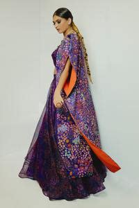 Buy Purple Organza, Italian Crepe Abstract, Bead Bustier Printed And ...