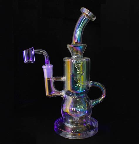 Dab Kit with Rig: Iridescent Glass Recycler Dab Rig with Dab Rig Accessories