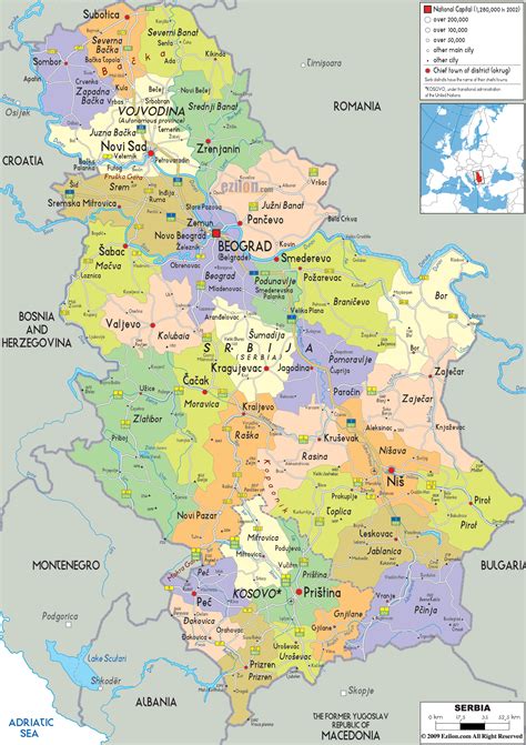 Detailed Political Map of Serbia - Ezilon Maps