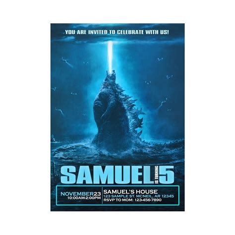 Editable Godzilla Invitations Templates