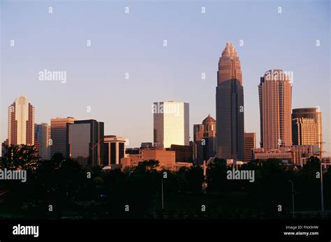 Financial District At Sunrise, Charlotte, North Carolina, Usa Stock ...
