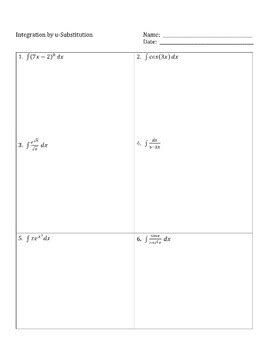 Image result for Definite Integral U-Substitution Practice Problems