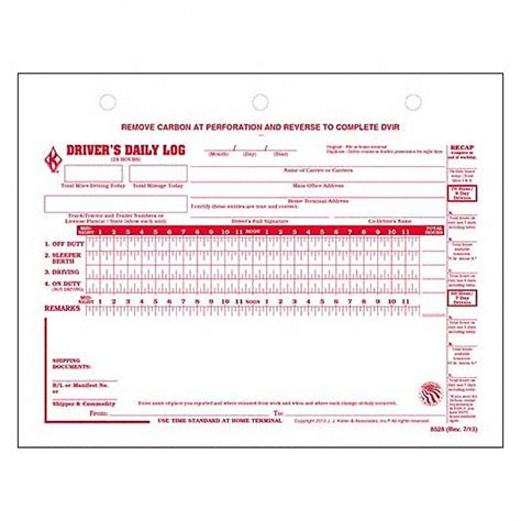 JJ KELLER, Driver's Daily Log Book, Carbon, Drivers Daily Logbook ...