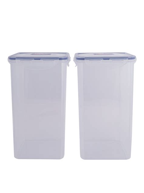 LocknLock Classics Square Plastic Airtight Food Storage Container, 4 L ...
