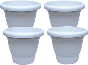 GTC GTC Fancy Planter ( 14 Inch -White ) Plastic Pot Planter for Indoor ...
