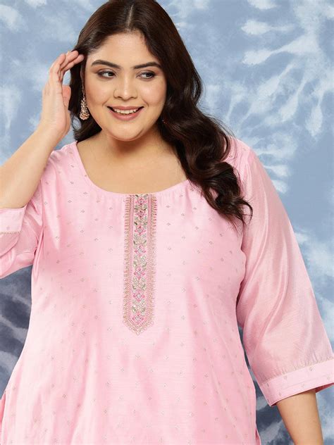 Buy Pink Yoke Design Chanderi Silk Straight Kurta Online at Rs.949 | Libas