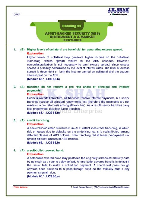 Reading 66 Asset Backed Security ABS Instrument and Market Features ...