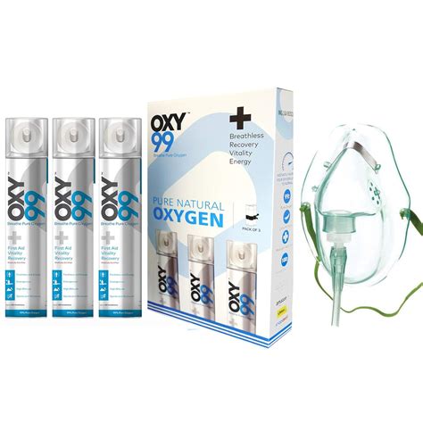 Buy OXY99 Fresh Oxygen Aluminium Can 3 Pack 18 Liter with Mask, Tube ...
