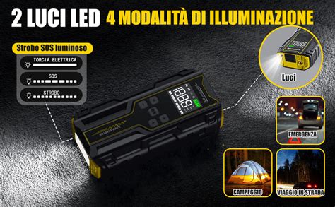 YaberAuto Booster Avviamento Auto 4000A - Power Bank Portatile Per Emergenze - Foto 6