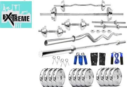 HACKERX 20 kg Chrome Plated Steel Weight Lifting Set (Plates = 5KGX2,2 ...