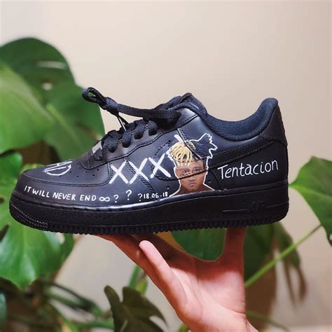 Sold 2 already XXXtentacion black custom Air Force... - Depop