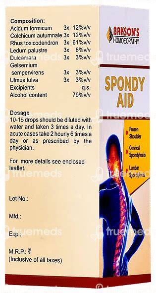 Baksons Spondy Aid Drop 30 Ml - Uses, Side Effects, Dosage, Price ...