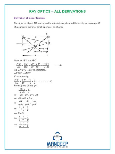 Class 12 Ray Optics Derivations 的图像结果