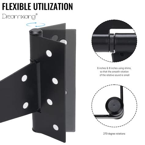 12 Inch T-Strap Gate Hinges, Heavy Duty Shed Barn Door Hinges, Black ...