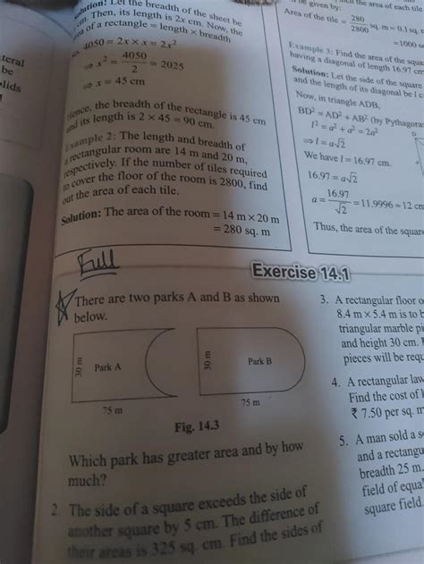 exercise1. There are two parks A and B as shownbelow. Park 30 m and 75 ...