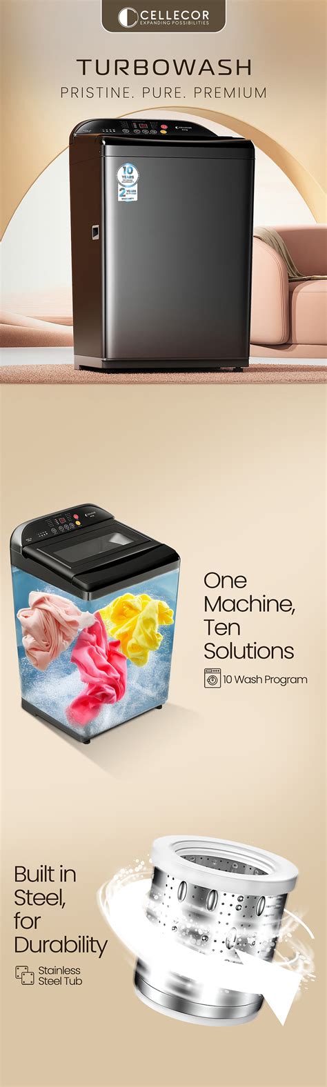 Cellecor DX-FA8 TurboWash Fully Automatic Washing Machine-8Kg