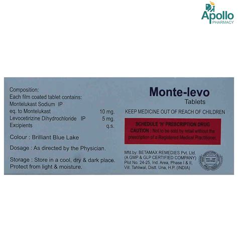Monte Levo Tablet 10's Price, Uses, Side Effects, Composition - Apollo ...