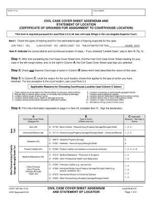 Civil Case Cover Sheet Addendum - Fill and Sign Printable Template Online