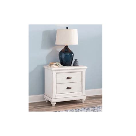 ADOUER WOOD Rustic White Two-Drawer Bedside Table – Adouer Wood