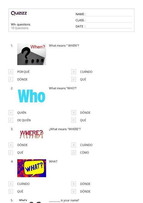 50+ Who What When Where Why Questions worksheets for Kindergarten on ...