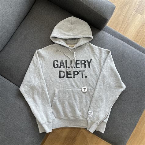Gallery dept grey centre Logo hoodie Cotton grey... - Depop