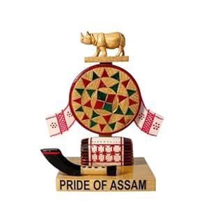 Pride of Assam Wooden Memento | Handcrafted Souvenir with One-Horned ...