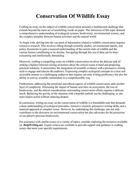 Conservation Of Wildlife Essay. Pomona College | PDF | Biological ...