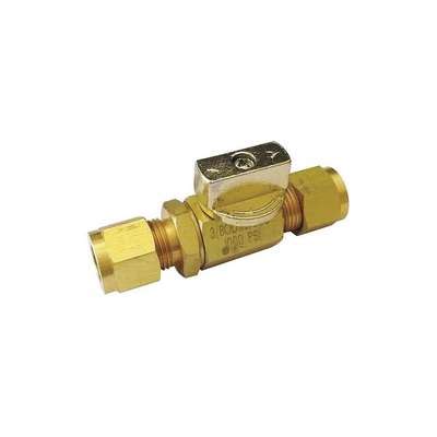 931605-7 Ball Valve, Brass, Inline, 2-Piece, Pipe Size 3/8", Tube Size ...