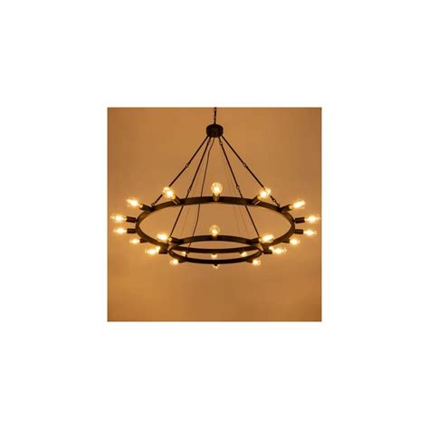 Buy Wellmet 2-Tier Large Black Wagon Wheel Chandelier, 56'' Farmhouse ...