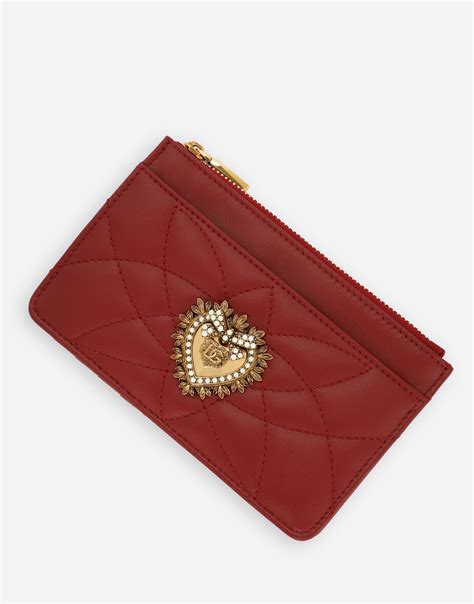 Medium Devotion card holder in Red for Women | Dolce&Gabbana®