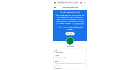 How To Create Virtual Visiting Cards Using Google People Card Feature ...