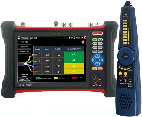 UGPET Coax cable tester 7 Inch IP Camera Tester Security CCTV Tester Monitor With SDI/TVI/AHD ...