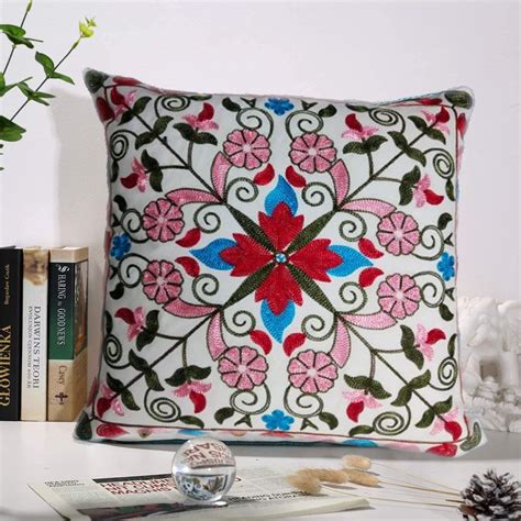 Buy Premiun Khadi Cotton Decorative Embroidered Throw Cushion Covers ...
