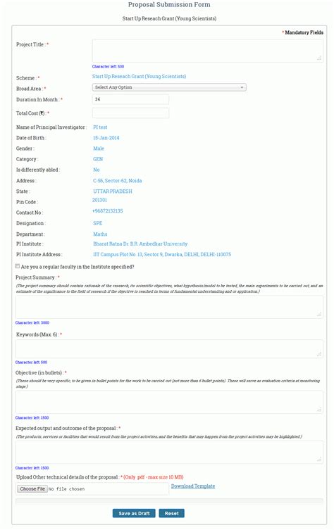 PI Guidelines - Proposal Submission For YSS