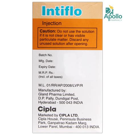 Intiflo 0.75mg/100ml Injection Price, Uses, Side Effects, Composition ...